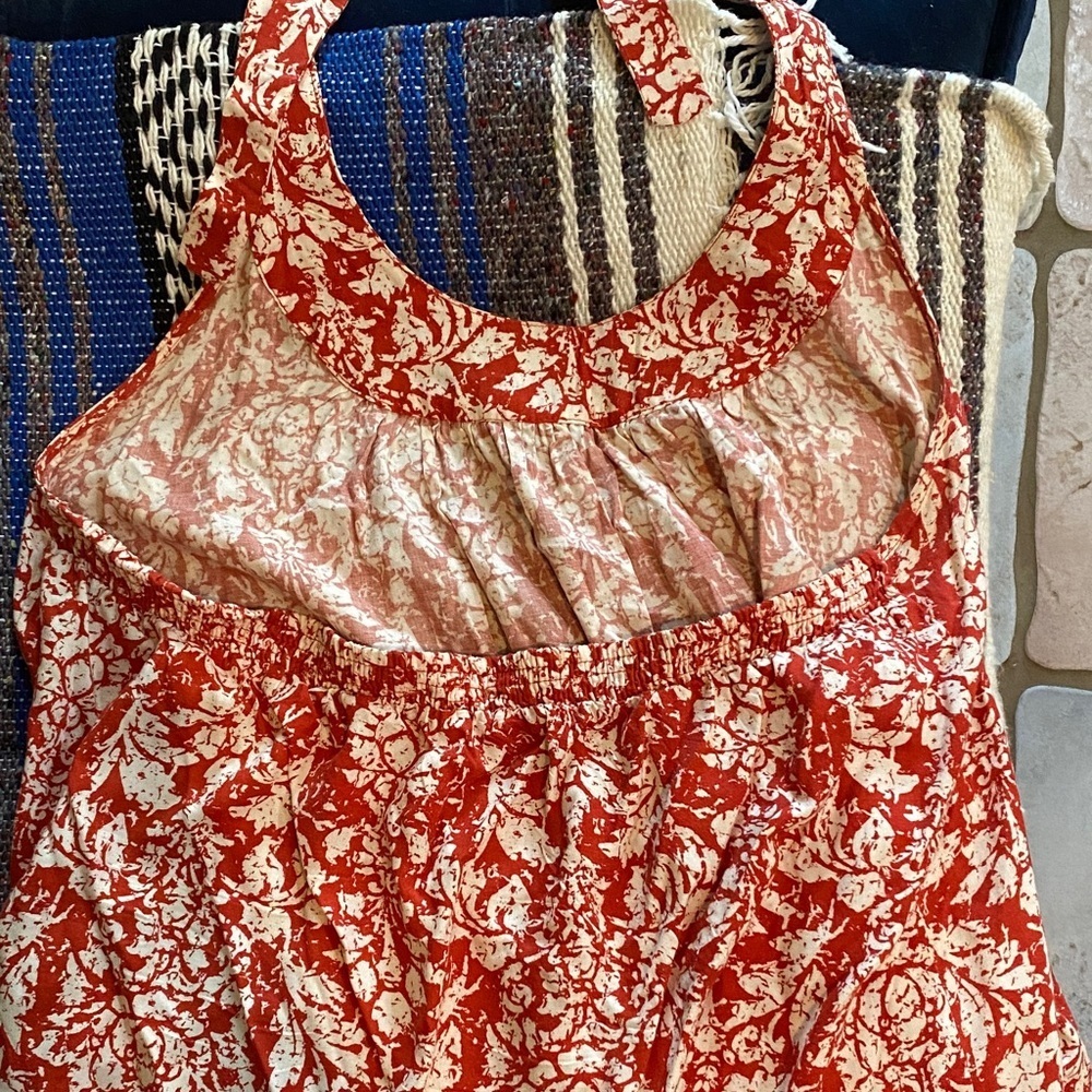 Floral Orange Red Halter Top - Picture 4 of 6